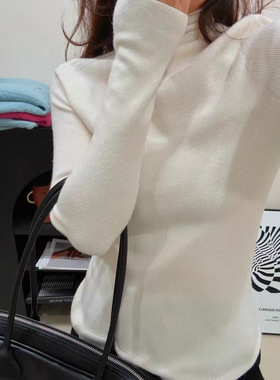 含羊毛十三行柜子，不拿后悔秋冬高领坑条百搭休闲打底毛衣女