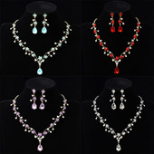 气质花朵锆石超闪项链耳环套装 新款 时尚 新娘礼服项链饰品现货批发
