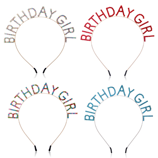 女孩女皇发箍派对生日聚会礼品 BIRTHDAY girl闪粉炫彩女王头饰