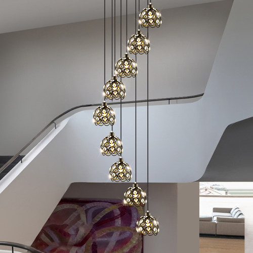 网红楼梯吊灯旋转美式简约餐厅灯