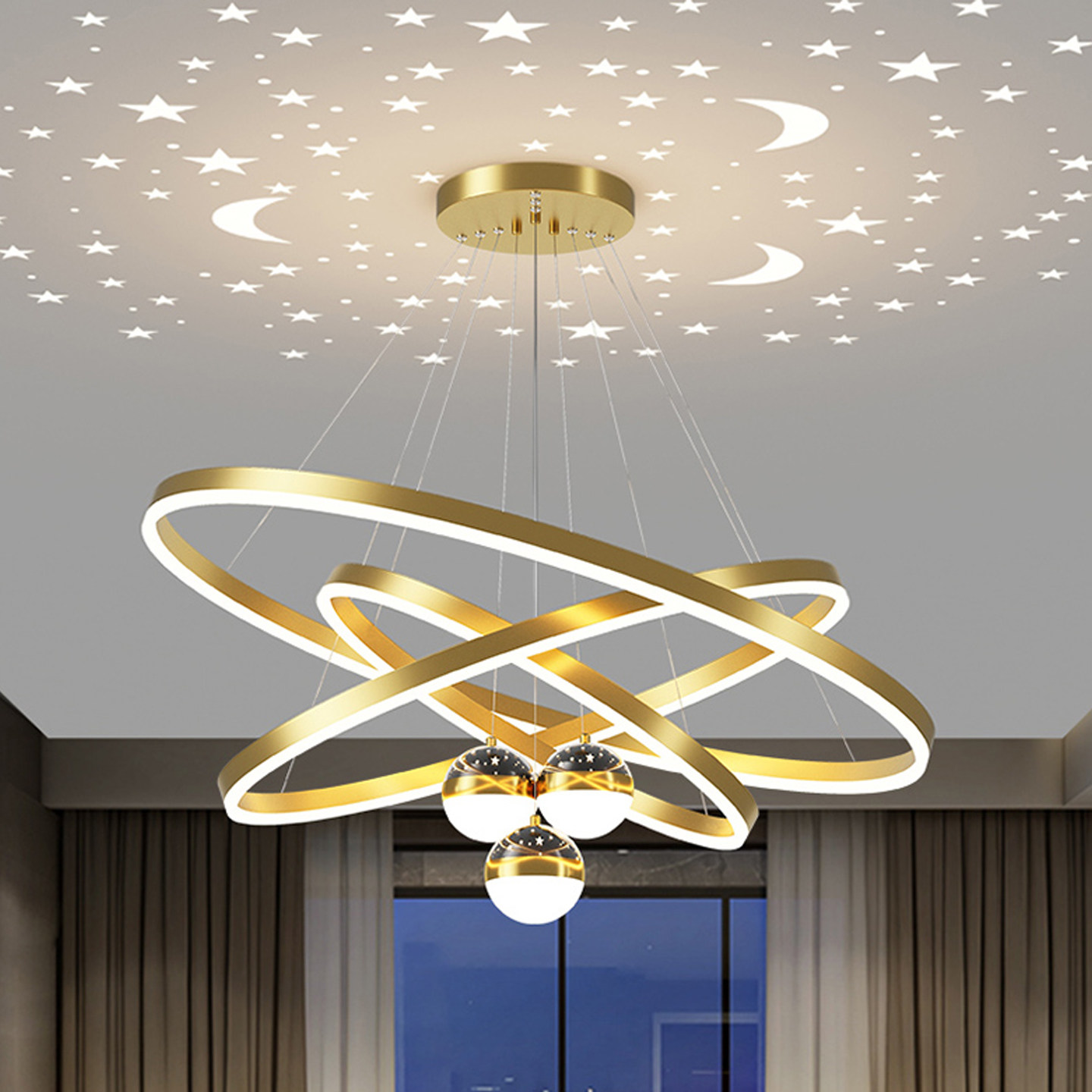 现代简约轻奢圆环LED客厅吊灯