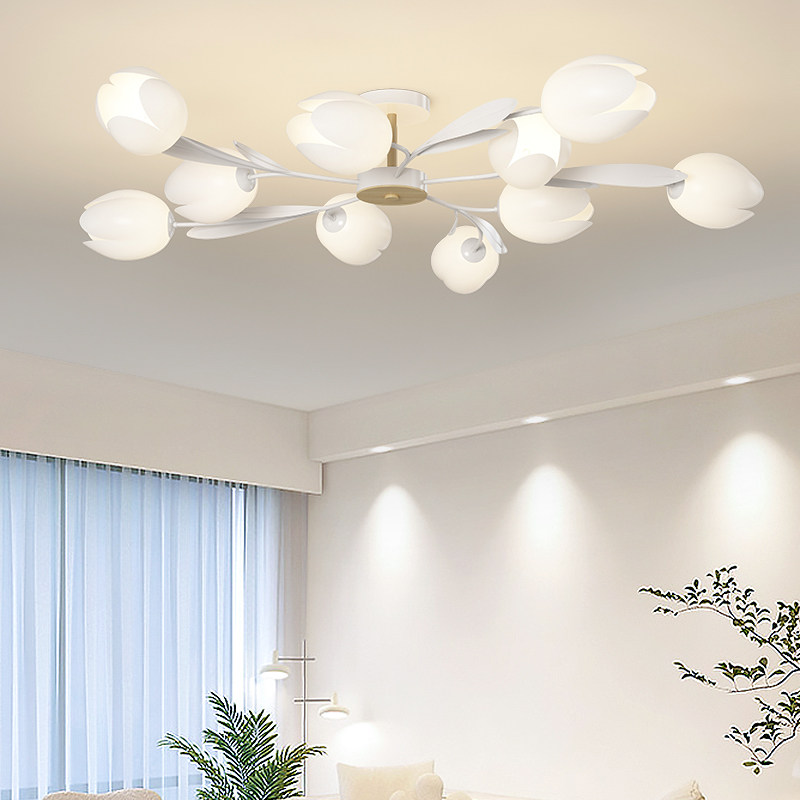网红同款玉兰花苞客厅吊灯现代简约大气奶油风花朵主卧室吸顶灯具,家装灯饰光源,客厅吊灯,淘宝优惠券,粉丝福利购,淘宝优惠卷