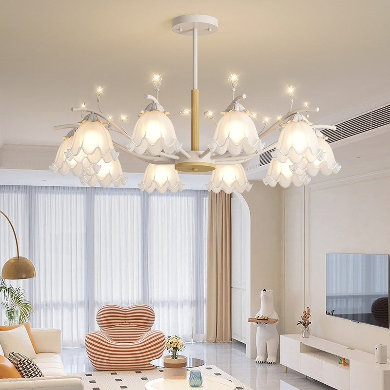 网红同款奶油风客厅吊灯复古灯具餐厅卧室灯创意个性铃兰花朵灯,家装灯饰光源,客厅吊灯,淘宝优惠券,粉丝福利购,淘宝优惠卷