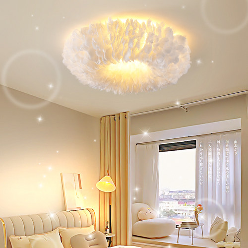 奶油风现代简约羽毛吸顶灯北欧网红爆款房间书房儿童房卧室吸顶灯 - 封面