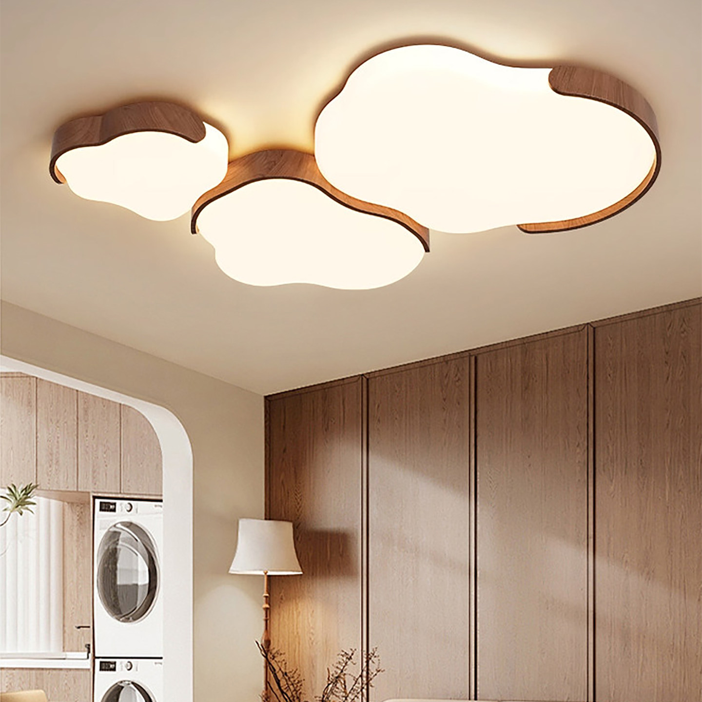 2025新款中古风LED全光谱云朵卧室吸顶灯餐厅书房胡桃木色客厅灯,家装灯饰光源,餐厅/卧室/书房吸顶灯,淘宝优惠券,粉丝福利购,淘宝优惠卷