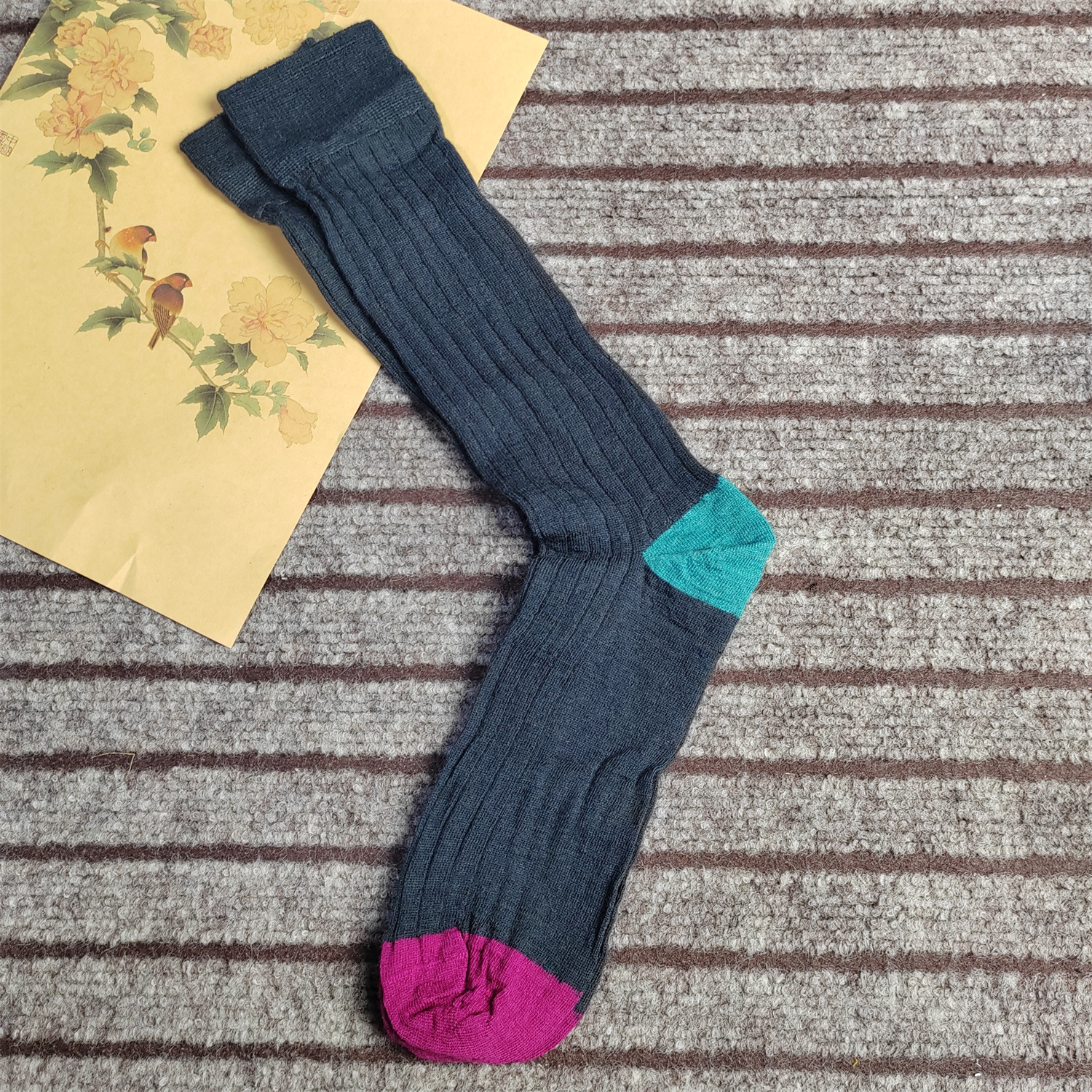 日单羊绒袜男长筒护腿袜秋冬保暖