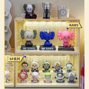 带灯感应常亮功能盲盒手办展示柜泡泡玛特集装箱亚克力公仔收纳盒