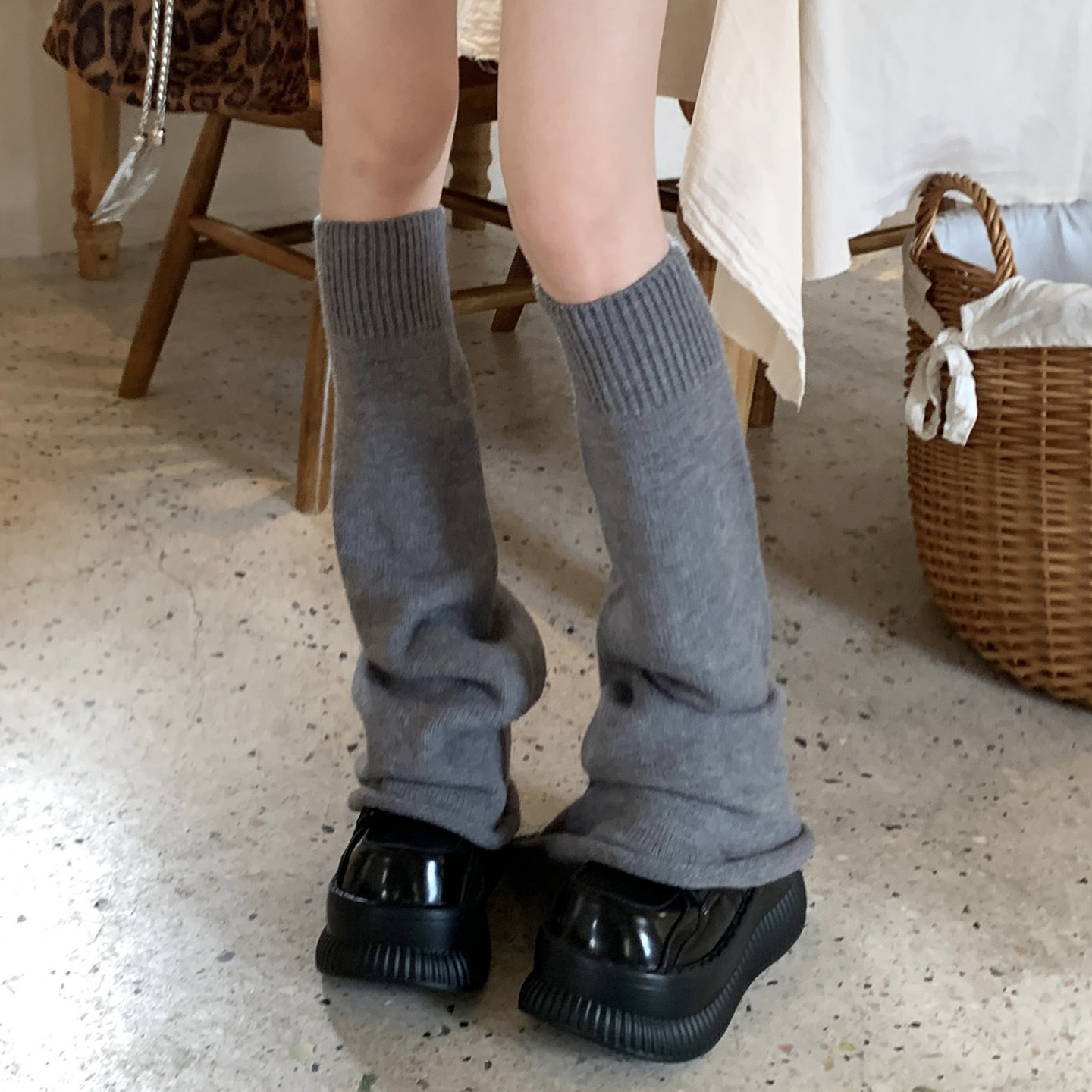 韩系灰色袜套堆堆袜女冬微喇叭遮肉显瘦可翻边穿腿套亚文化小腿袜,女士内衣/男士内衣/家居服,长筒袜,淘宝优惠券,粉丝福利购,淘宝优惠卷