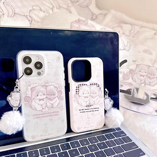 MG原创设计双层手机壳团团猫磨砂imd和韩国菲林二合一可爱苹果大孔保护壳1516pro