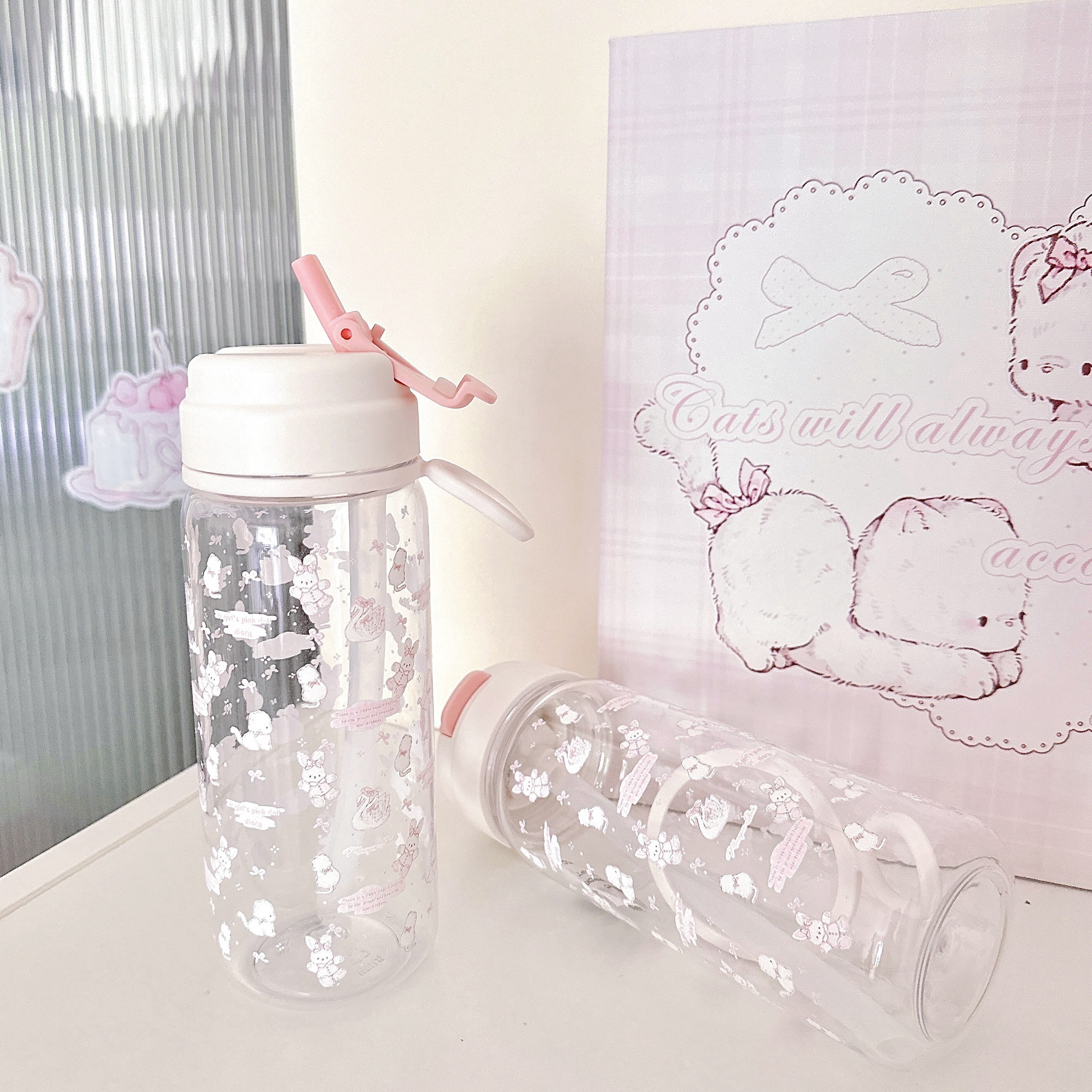 MG原创便携杯糯叽叽系列办公居家好物可爱透明塑料吸管大容量水杯