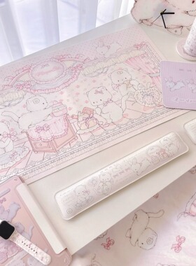 MG原创设计桌垫糯叽叽系列可爱少女心防水皮革电脑鼠标垫宠物餐垫