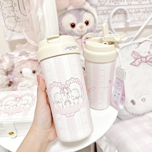 MG原创保温杯团团系列吸管保温杯随身咖啡杯泡茶杯陶瓷内胆保温杯