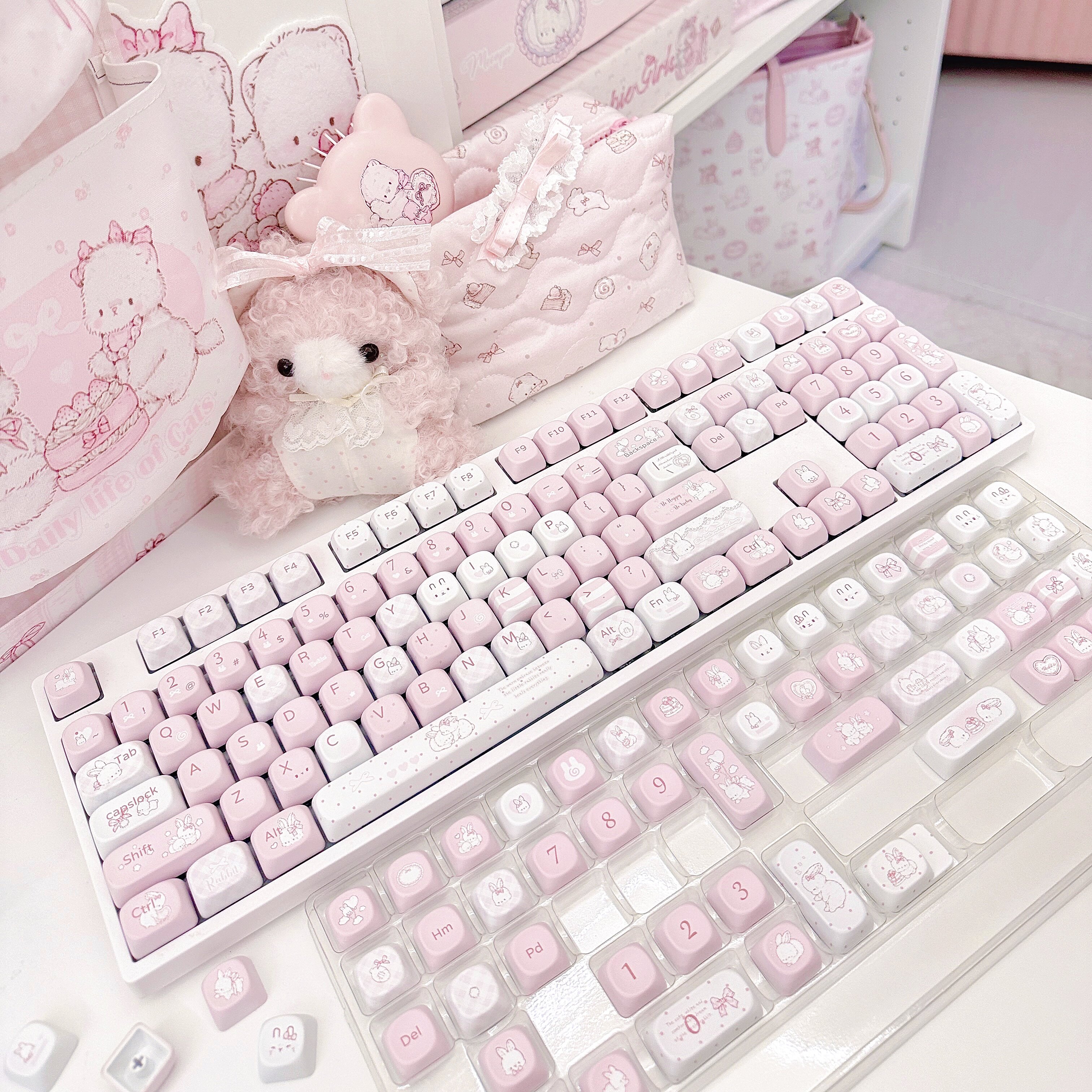 MG原创键帽兔兔MOA高度PBT热升华键帽圆润十字适wootin