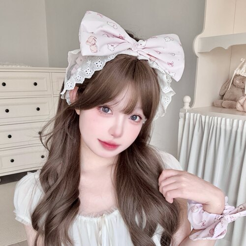 MG原创束发带蕾丝边大蝴蝶结发套洗漱化妆女洗脸发带敷面膜头饰