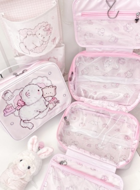 MG原创化妆包洗漱包猫咪系列便携旅游透明防水分区大容量收纳包