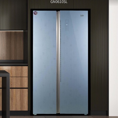 倍科(beko)610L对开门冰箱 一级双变频蓝光养鲜风冷无霜 GN0610SL