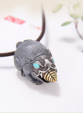 925银精工吐宝鼠挂件男女款吊坠