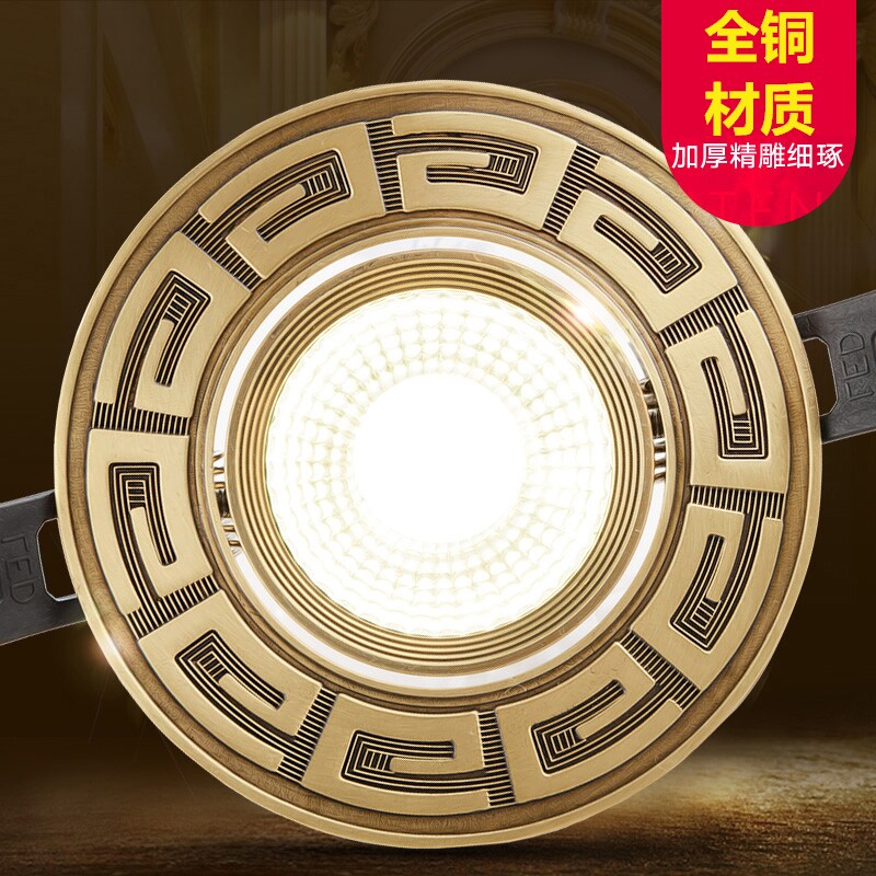 全铜欧式led客厅复古过道天花灯