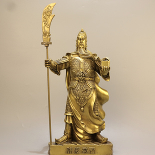 关帝圣君铜像摆件立刀竖刀关二爷武财神托印风水招财家居门厅桌面