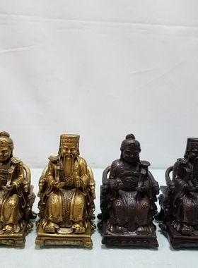 铜土地公公婆婆神像摆件一套仿古