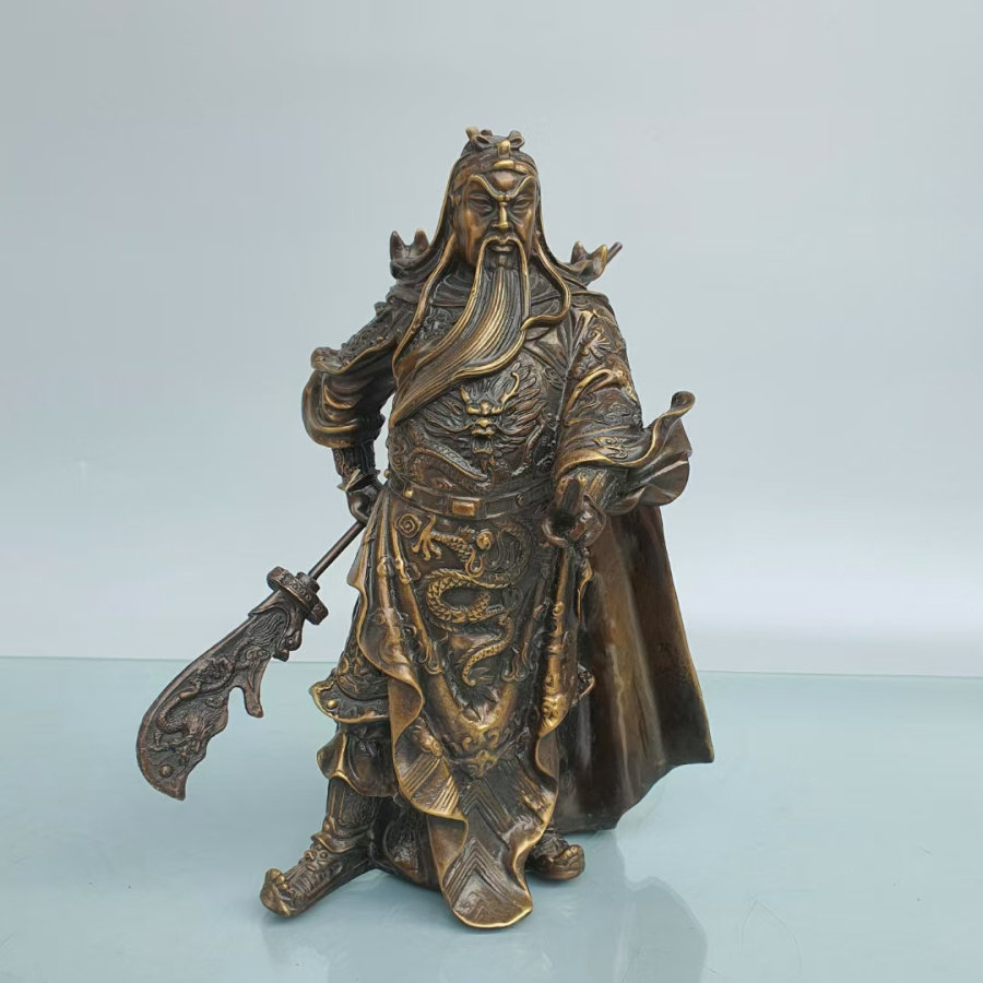 铜关公二指关公铜像摆件横刀武财神关二爷关羽镇店招财家居门厅