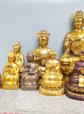 无声老母泰山奶奶神像坐黄铜客厅