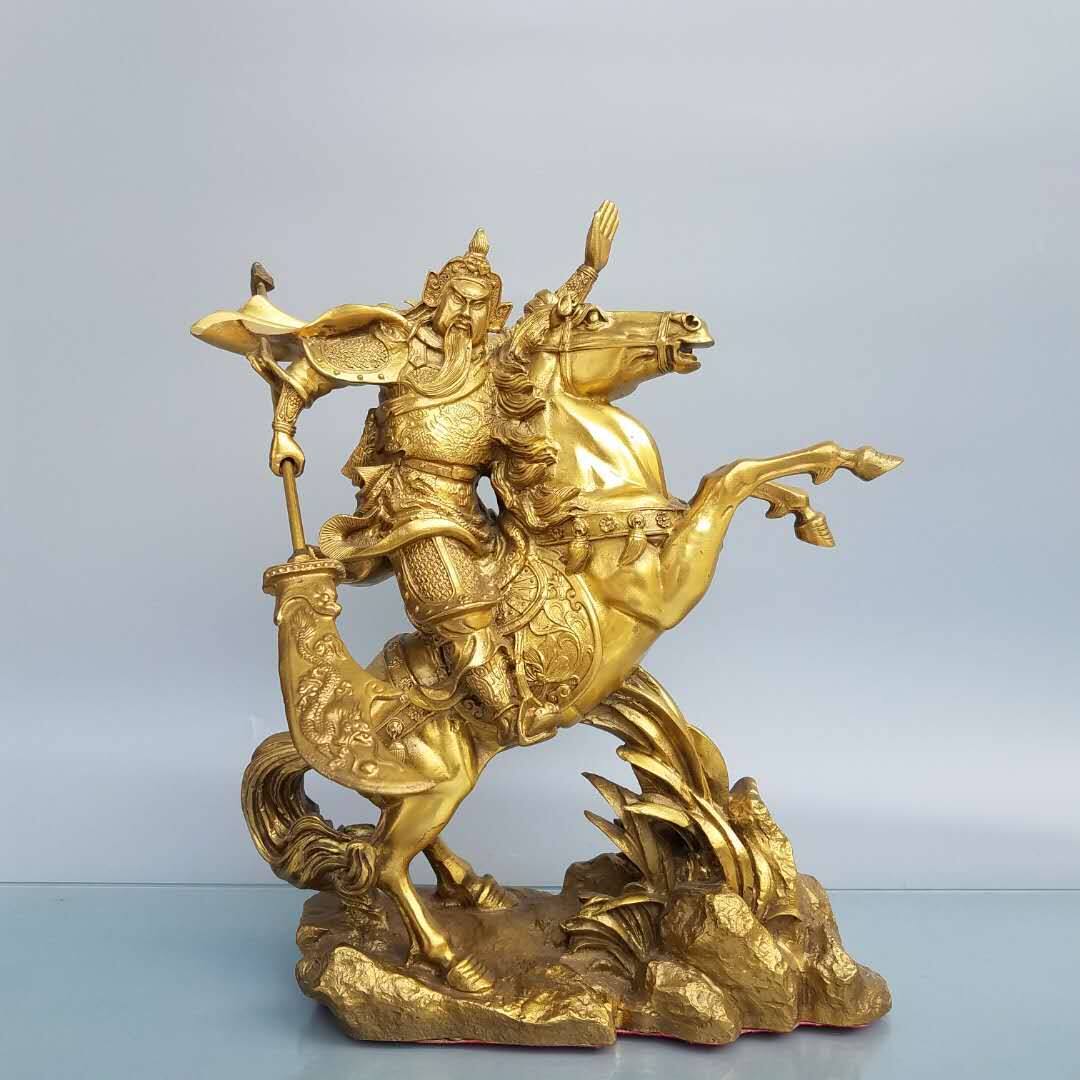 骑马关公铜像摆件大号一尺三武财神关羽关二爷镇宅招财家居门厅