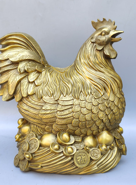铜鸡存钱罐摆件母鸡招财家居门厅