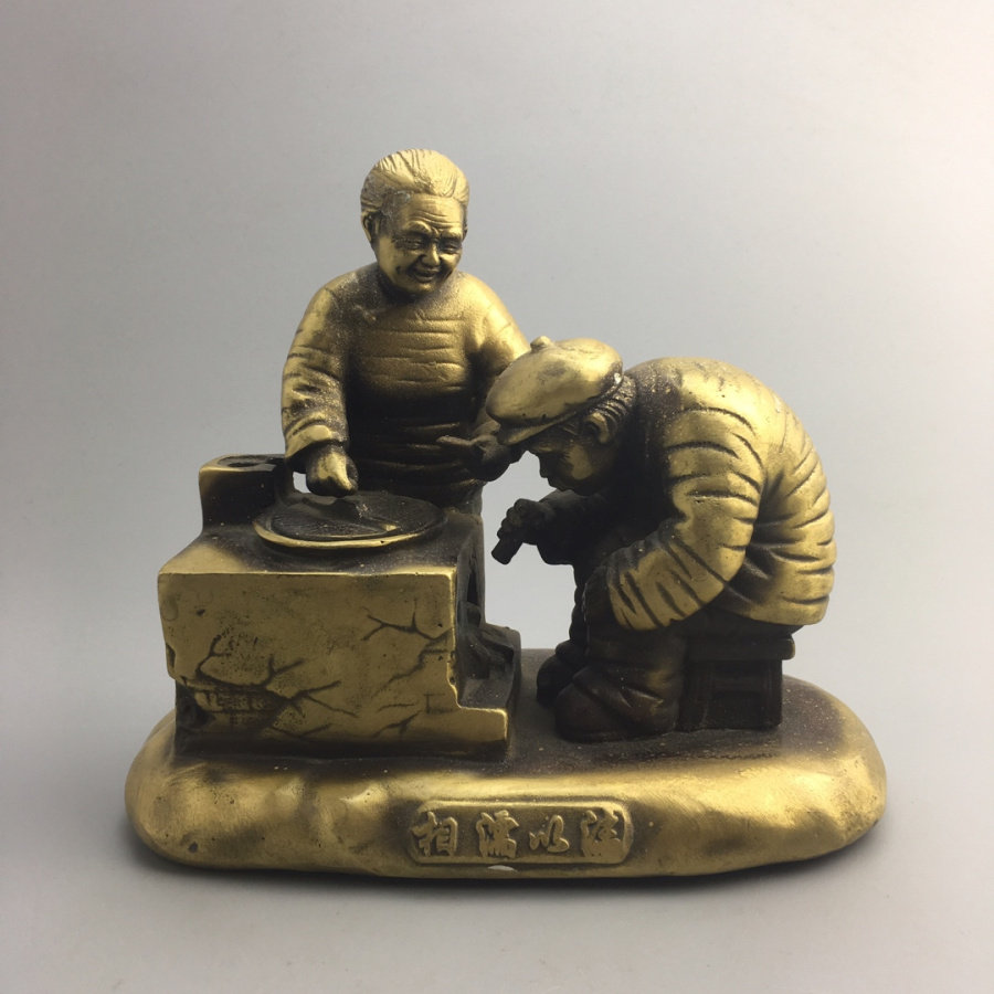 铜相濡以沫摆件纯铜老夫妻一对苦尽甘来陪伴家居客厅创意工艺品