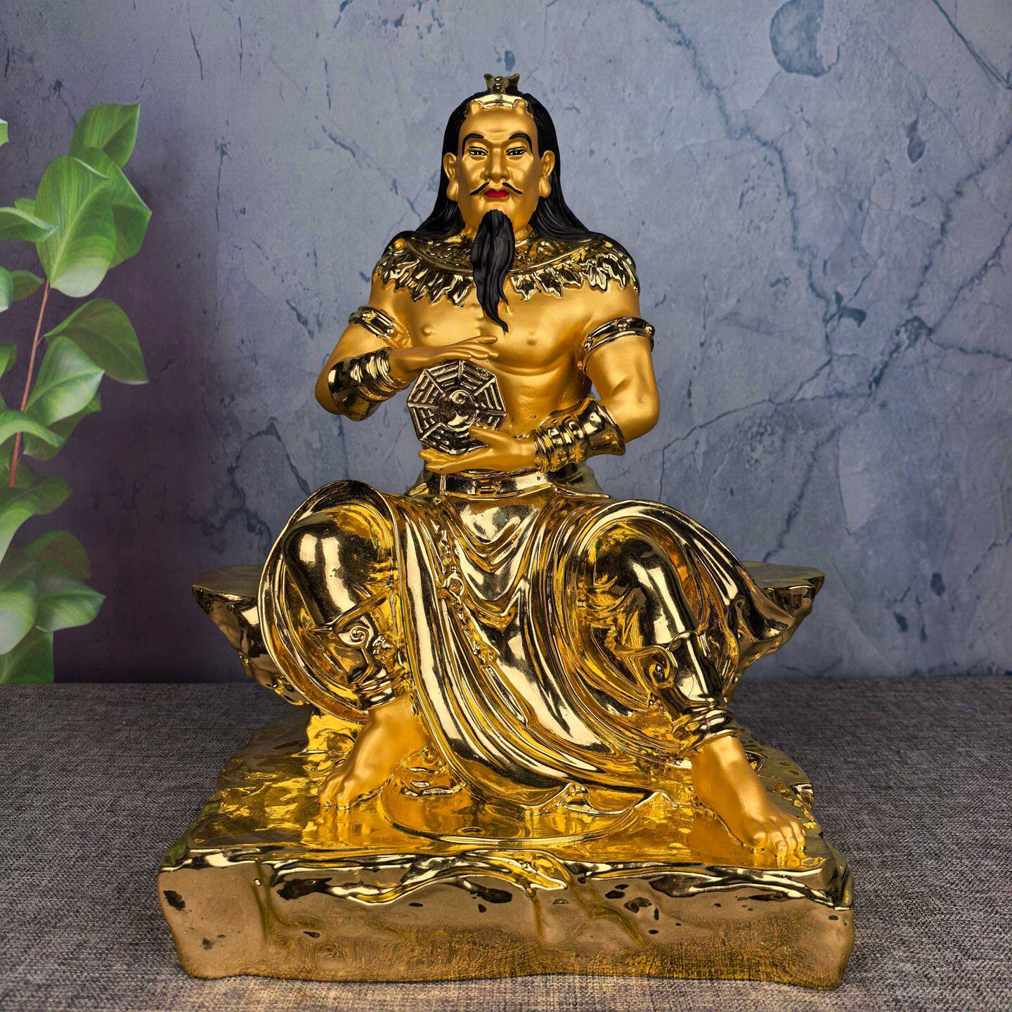 铜伏羲人王铜像摆件大号八卦祖师爷黄铜彩绘伏羲大帝神像工艺品