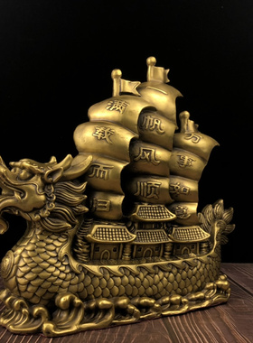 铜招财门厅一帆风顺龙船龙舟摆件