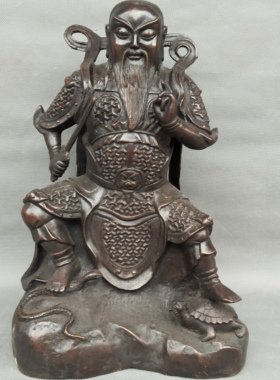 真武祖师爷玄天上帝大帝黄铜摆件