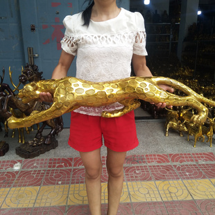 大号家居 铜金钱豹摆件长1米黄铜豹子猎豹招财风水工艺品客厅中式