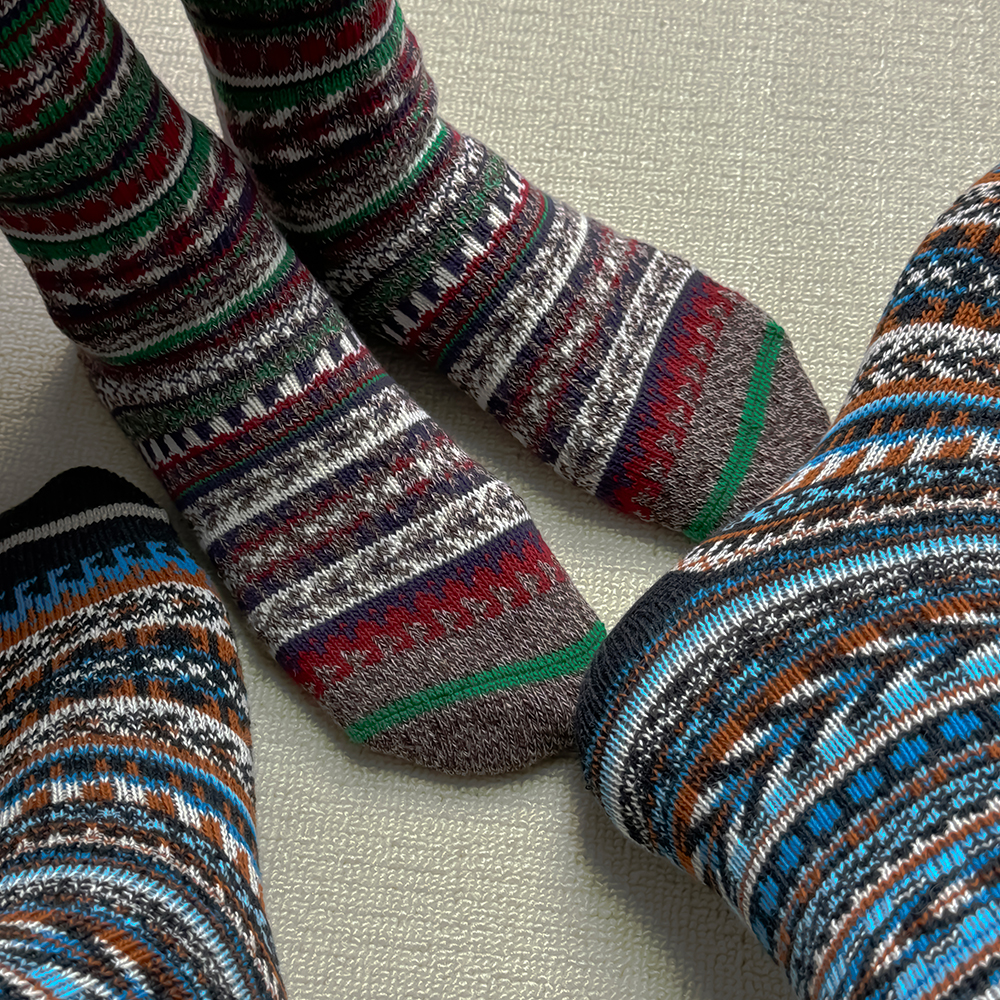 复古粗线咔叽民族风加厚堆堆袜子