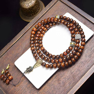 披毛犀角108串鱼子纹配珠顶珠腰珠佛珠手串配饰配件