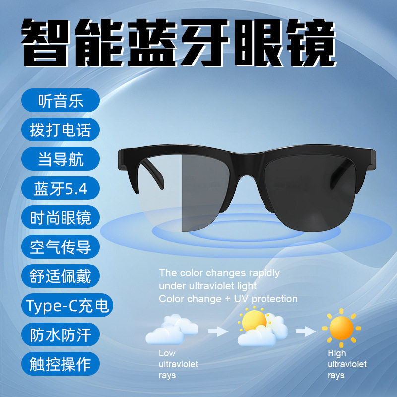 智能蓝牙眼镜F02时尚超轻防晒护眼音频墨镜听歌运动骑行导航
