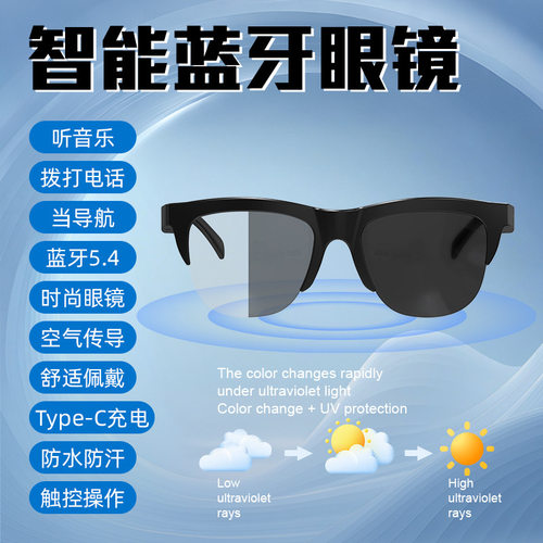 智能蓝牙眼镜F02时尚超轻防晒护眼音频墨镜听歌运动骑行导航