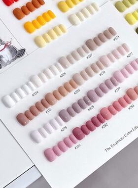 ROUNI柔倪80色彩虹岛裸粉色干枯玫瑰色白色 茶果果40色透色甲油胶