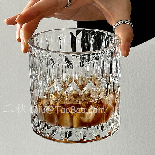 复古轻奢菱叶大容量玻璃杯水杯
