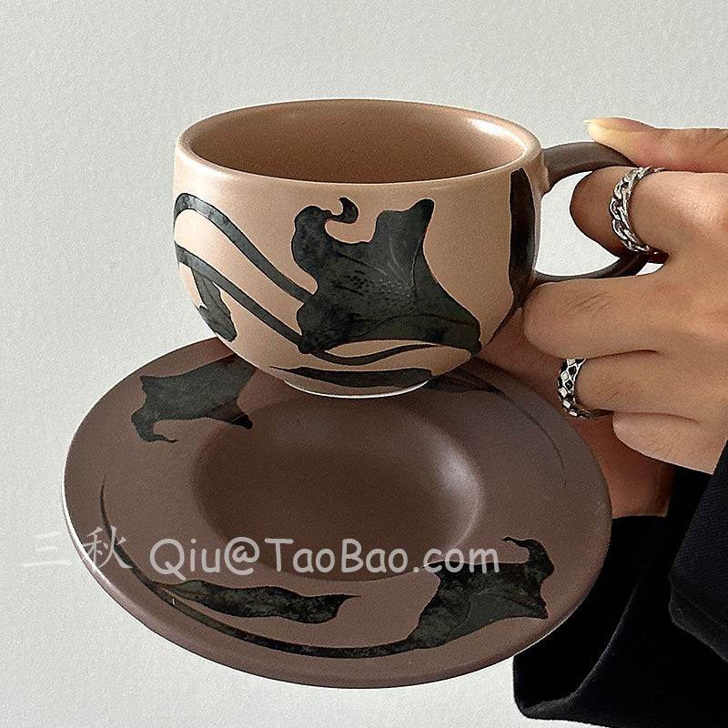 复古轻奢赫本圆珠咖啡杯碟水杯