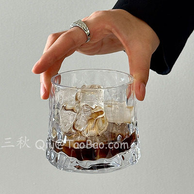 三秋Sanq复古轻奢锤纹玻璃杯水杯高级感咖啡杯饮品杯威士忌洋酒杯