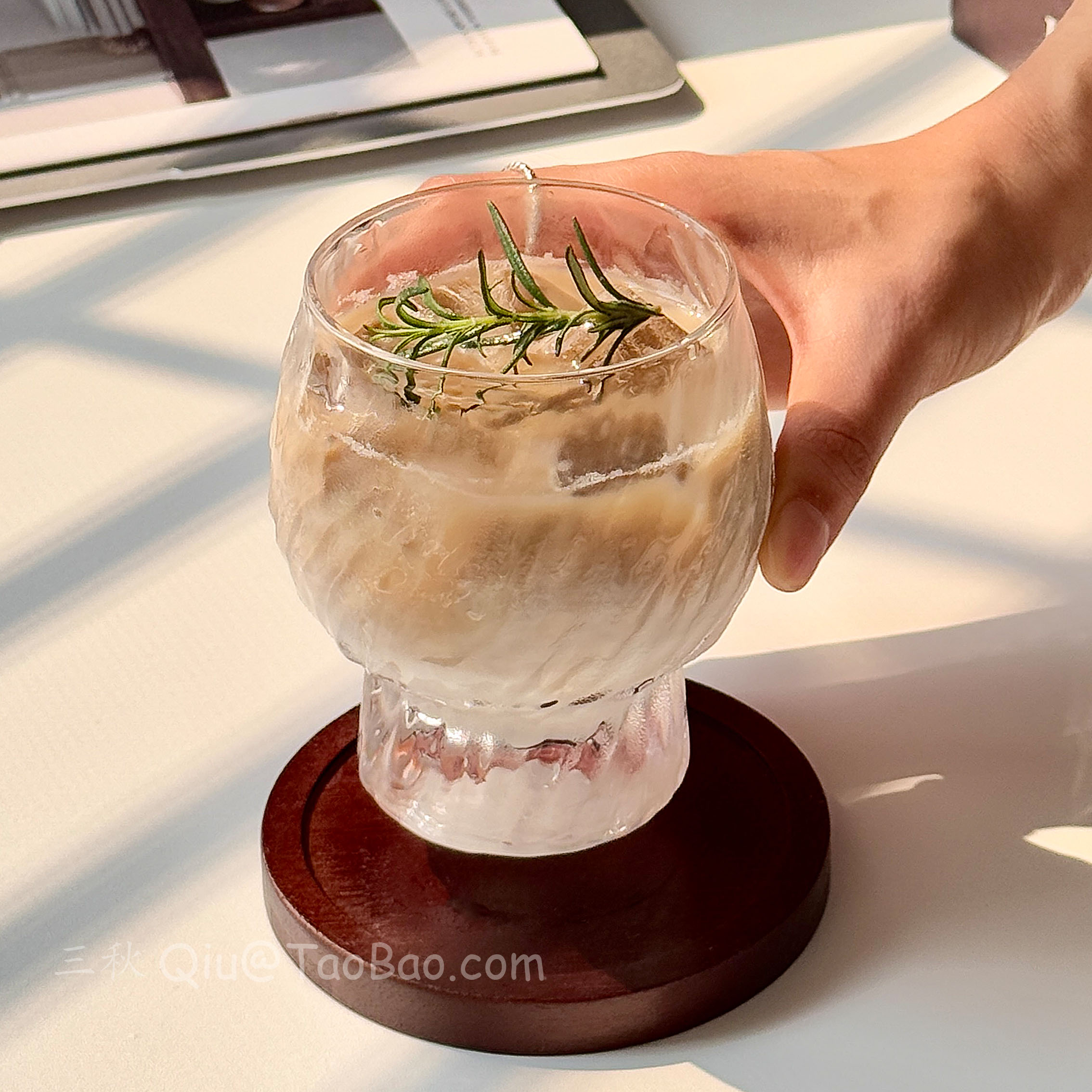 鼓鼓咖啡杯透明玻璃杯冰美式杯