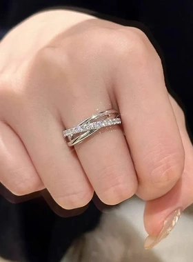 复古简约环绕三环戒指女精致小众气质ins开口可调节指环