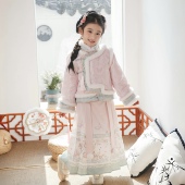 汉服女童冬款 拜年服 年服儿童新年唐装 宝宝中国风长裙套装 女孩古装