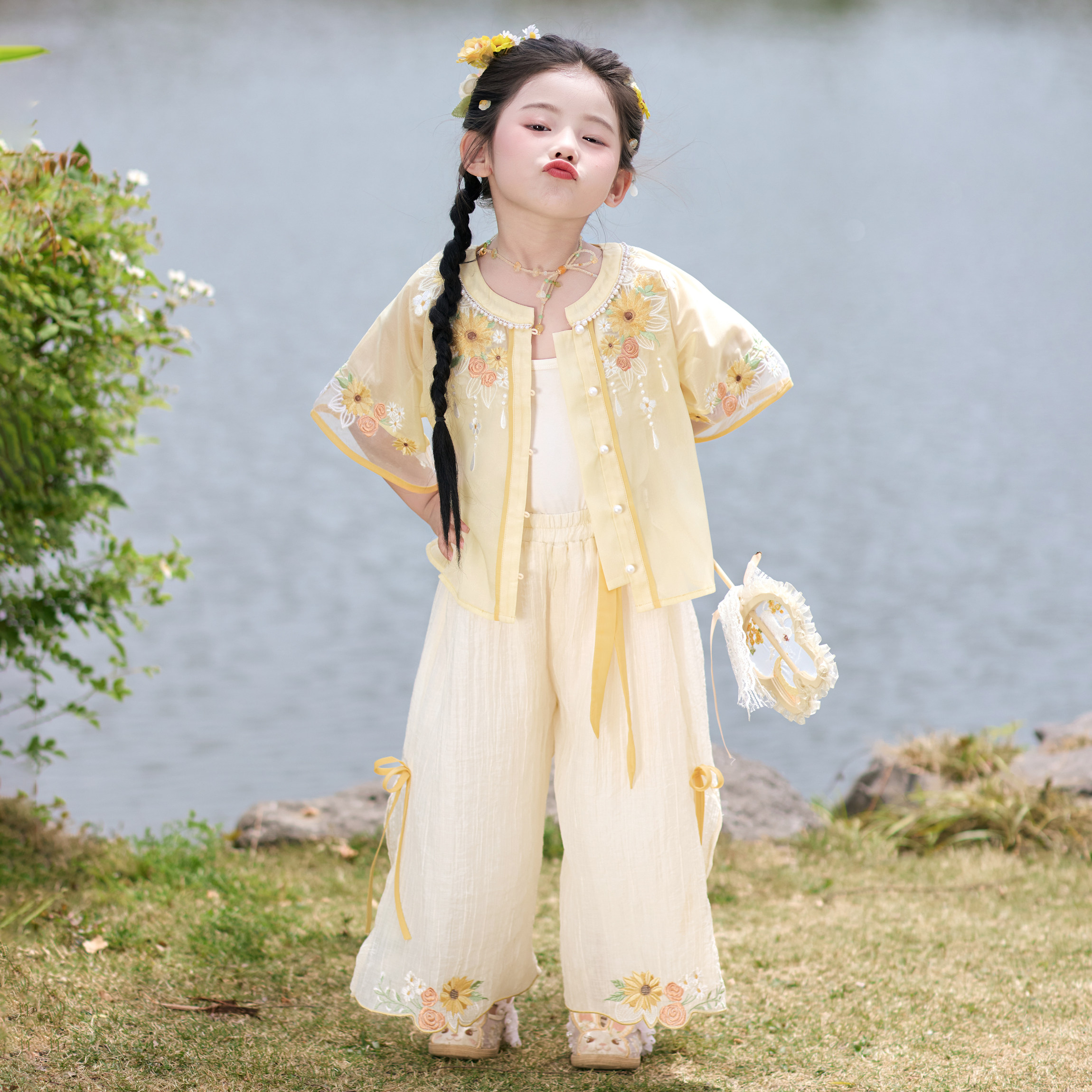 兮兮家汉服女童夏季新款儿童新中式国风短袖套装女孩绝美古装星葵,童装/婴儿装/亲子装,汉服,淘宝优惠券,粉丝福利购,淘宝优惠卷