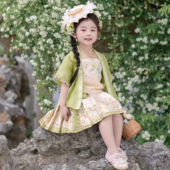 超仙唐装 汉服女童夏季 儿童古风新中式 原创国风马面裙套装 2025新款