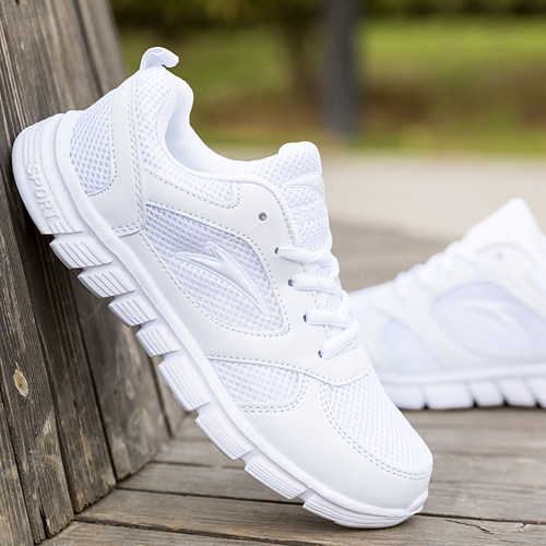 厂家直销透气网面休闲小白鞋