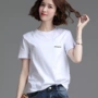 Phụ nữ ga châu Âu Hàng hóa châu Âu 2019 mới bên trong áo thun trắng nữ rộng tay áo ngắn tay mùa xuân và hè từ bi - Cộng với kích thước quần áo quần jean nữ cao cấp