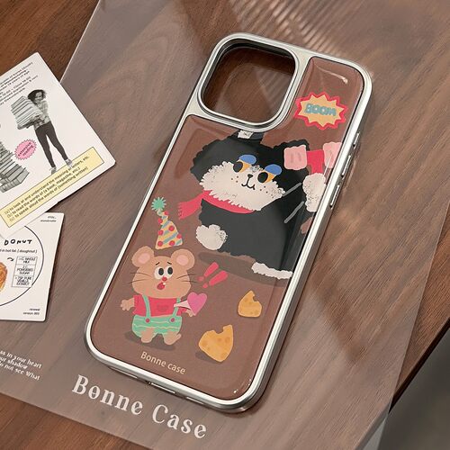 适用ins奶酪猫咪15pro max手机壳苹果iphone16电镀滴胶17硬14华为