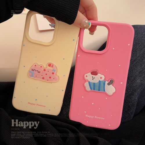 适用ins风波点猫咪狗狗16pro max苹果17手机壳硅胶iphone1413立体